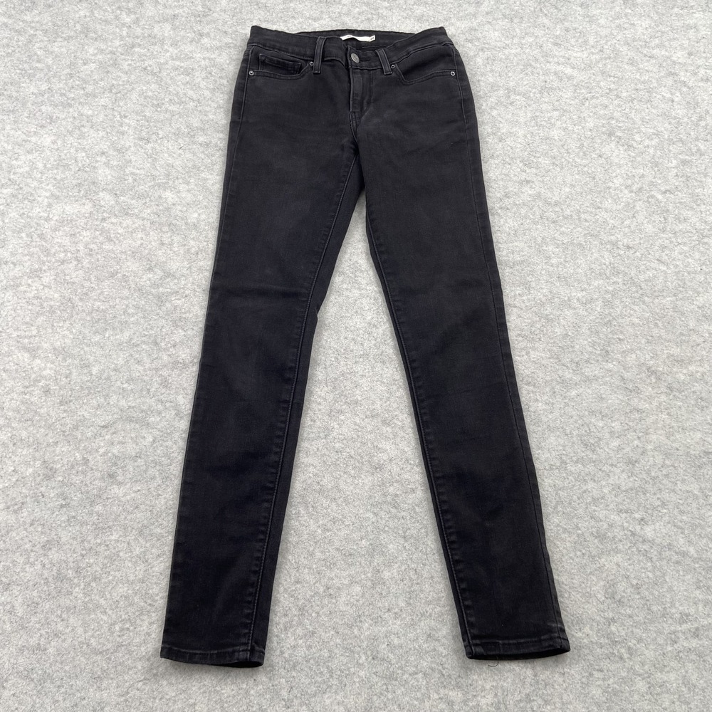 Levi's 711 Skinny Jeans Womens 26 (26x29) Black Charcoal Wash Stretch Denim